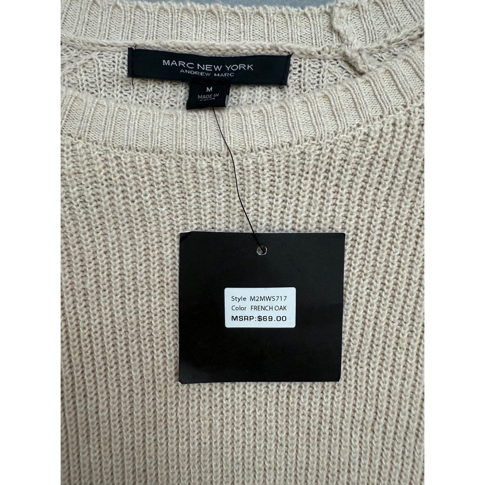 Marc New York Andrew Marc Layered Sweater French Oak Beige Gold Button NWT - Picture 2 of 8
